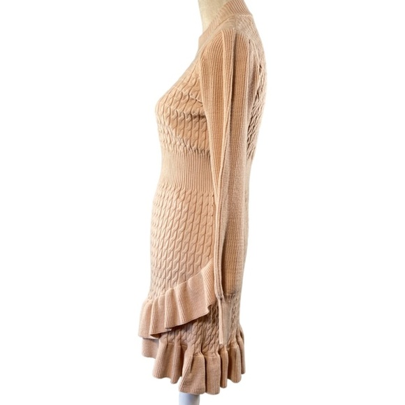 Anthropologie Flat White Ruffled Sweater Mini Dress Size L Cream - Picture 9 of 11